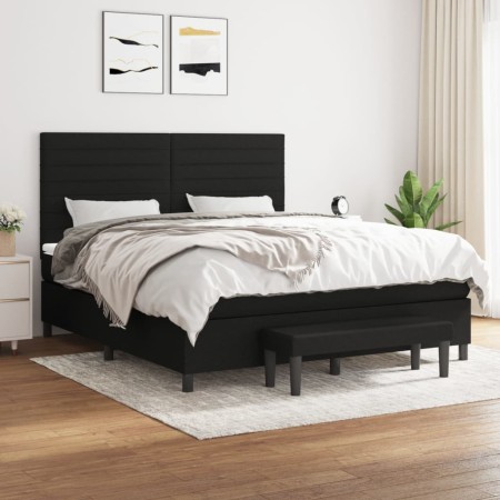 Cama box spring con colchón tela negro 180x200 cm de , Camas y somieres - Ref: Foro24-3136695, Precio: 687,40 €, Descuento: %
