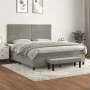 Box spring bed with light gray velvet mattress 180x200 cm by , Beds and slatted bases - Ref: Foro24-3137917, Price: 582,05 €,...