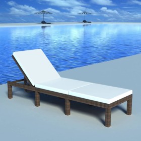 Tumbona con cojín de ratán sintético marrón de vidaXL, Tumbonas - Ref: Foro24-42845, Precio: 142,24 €, Descuento: %