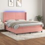 Cama box spring colchón y LED terciopelo rosa 180x200 cm de , Camas y somieres - Ref: Foro24-3139642, Precio: 571,40 €, Descu...