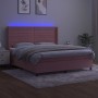 Cama box spring colchón y LED terciopelo rosa 180x200 cm de , Camas y somieres - Ref: Foro24-3139642, Precio: 571,40 €, Descu...
