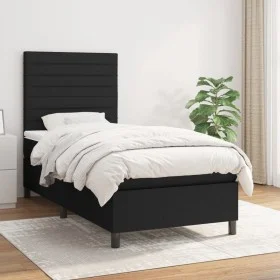 Box spring bed with black fabric mattress 90x200 cm by , Beds and slatted bases - Ref: Foro24-3141827, Price: 333,37 €, Disco...