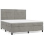 Cama box spring con colchón terciopelo gris claro 180x200 cm de , Camas y somieres - Ref: Foro24-3143097, Precio: 555,44 €, D...
