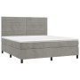 Cama box spring con colchón terciopelo gris claro 180x200 cm de , Camas y somieres - Ref: Foro24-3143097, Precio: 555,44 €, D...