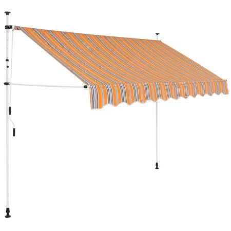 Toldo manual retráctil 250 cm amarillo y azul a rayas de vidaXL, Toldos - Ref: Foro24-43227, Precio: 84,80 €, Descuento: %