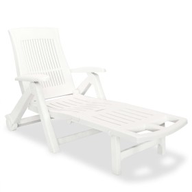 Tumbona con reposapiés plástico blanca de , Tumbonas - Ref: Foro24-43586, Precio: 174,16 €, Descuento: %