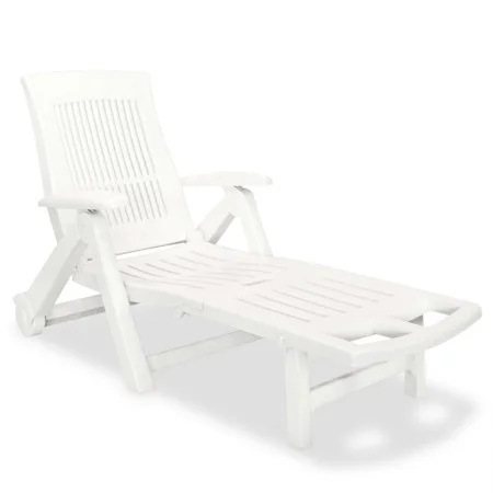 Tumbona con reposapiés plástico blanca de , Tumbonas - Ref: Foro24-43586, Precio: 163,47 €, Descuento: %