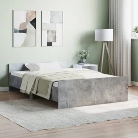 Estructura de cama con cabecero piecero gris hormigón 120x190cm de , Camas y somieres - Ref: Foro24-3203778, Precio: 111,95 €...