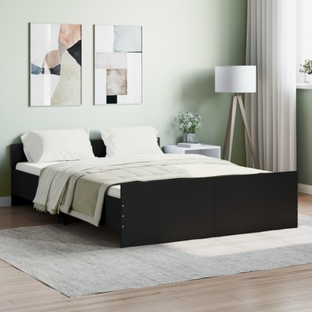 Estructura de cama con cabecero piecero negro 135x190cm de , Camas y somieres - Ref: Foro24-3203790, Precio: 112,68 €, Descue...