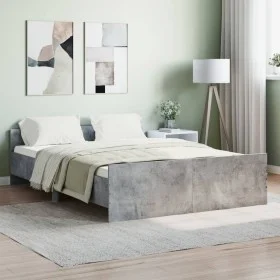 Betongrauer Bettrahmen mit Kopf- und Fußteil 135 x 190 cm von , Betten und Lattenroste - Ref: Foro24-3203792, Preis: 130,51 €...