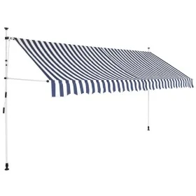 Retractable manual awning 350 cm blue and white striped by vidaXL, Awnings - Ref: Foro24-43223, Price: 77,03 €, Discount: %
