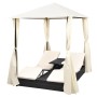 Tumbona doble con cortinas ratán sintético negro de vidaXL, Camas para exteriores - Ref: Foro24-42891, Precio: 419,12 €, Desc...