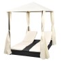Tumbona doble con cortinas ratán sintético negro de vidaXL, Camas para exteriores - Ref: Foro24-42891, Precio: 419,12 €, Desc...