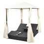 Tumbona doble con cortinas ratán sintético negro de vidaXL, Camas para exteriores - Ref: Foro24-42891, Precio: 419,12 €, Desc...