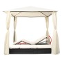 Tumbona doble con cortinas ratán sintético negro de vidaXL, Camas para exteriores - Ref: Foro24-42891, Precio: 419,12 €, Desc...