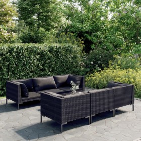 Sofás de jardín 7 piezas y cojines ratán sintético gris oscuro de , Conjuntos de jardín - Ref: Foro24-3099800, Precio: 623,67...
