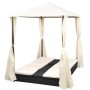 Tumbona doble con cortinas ratán sintético negro de vidaXL, Camas para exteriores - Ref: Foro24-42891, Precio: 419,12 €, Desc...
