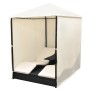 Tumbona doble con cortinas ratán sintético negro de vidaXL, Camas para exteriores - Ref: Foro24-42891, Precio: 419,12 €, Desc...