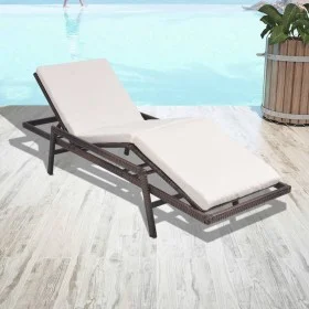 Tumbona con cojín de ratán sintético marrón de vidaXL, Tumbonas - Ref: Foro24-43107, Precio: 129,92 €, Descuento: %