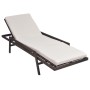 Tumbona con cojín de ratán sintético marrón de vidaXL, Tumbonas - Ref: Foro24-43107, Precio: 131,99 €, Descuento: %