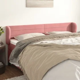 Pink velvet headboard 203x23x78/88 cm by , Headboards and footboards - Ref: Foro24-3117355, Price: 68,85 €, Discount: %