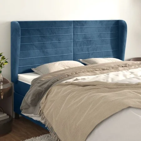 Headboard with dark blue velvet ears 183x23x118/128 cm by , Headboards and footboards - Ref: Foro24-3118160, Price: 133,72 €,...