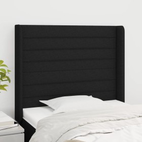 Cabecero con orejas de tela negro 103x16x118/128 cm de , Cabeceros y pies de cama - Ref: Foro24-3119712, Precio: 77,19 €, Des...