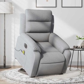 Sillón de masaje eléctrico reclinable elevable tela gris claro en Sillones | Comprar online en Foru.es