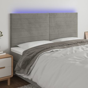 Cabecero con luces LED terciopelo gris claro 180x5x118/128 cm de , Cabeceros y pies de cama - Ref: Foro24-3122624, Precio: 94...