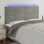 Hellgraues Samtkopfteil mit LED-Leuchten, 180 x 5 x 118/128 cm von , Kopf- und Fußteile - Ref: Foro24-3122624, Preis: 93,01 €...