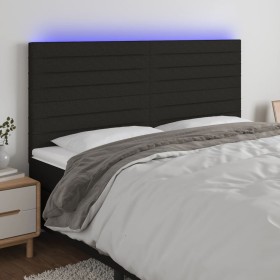 Cabecero con luces LED tela negro 200x5x118/128 cm de , Cabeceros y pies de cama - Ref: Foro24-3122588, Precio: 120,14 €, Des...