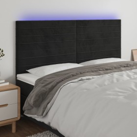Cabecero con luces LED terciopelo negro 180x5x118/128 cm de , Cabeceros y pies de cama - Ref: Foro24-3122626, Precio: 122,52 ...