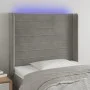 Light gray velvet headboard with LED 93x16x118/128 cm by , Headboards and footboards - Ref: Foro24-3124224, Price: 66,67 €, D...