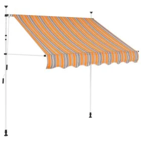Toldo manual retráctil 200 cm amarillo y azul rayas de vidaXL, Toldos - Ref: Foro24-43226, Precio: 72,70 €, Descuento: %