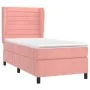 Box spring bed with pink velvet mattress 100x200 cm by , Beds and slatted bases - Ref: Foro24-3129260, Price: 341,52 €, Disco...