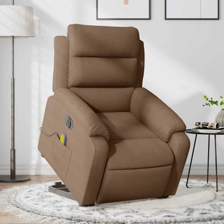 Sillón de masaje eléctrico reclinable elevable tela marrón en Sillones | Comprar online en Foru.es