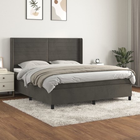 Cama box spring con colchón terciopelo gris oscuro 180x200 cm de , Camas y somieres - Ref: Foro24-3132754, Precio: 560,38 €, ...