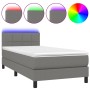 Cama box spring colchón y luces LED tela gris oscuro 90x190 cm de , Camas y somieres - Ref: Foro24-3133118, Precio: 305,84 €,...