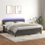 Box spring bed with mattress and LED dark gray velvet 180x200 cm by , Beds and slatted bases - Ref: Foro24-3134478, Price: 48...