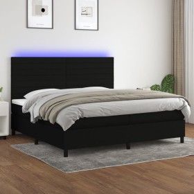Cama box spring colchón y luces LED tela negro 200x200 cm de , Camas y somieres - Ref: Foro24-3134983, Precio: 652,98 €, Desc...