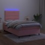 Cama box spring colchón y LED terciopelo rosa 120x200 cm de , Camas y somieres - Ref: Foro24-3136178, Precio: 423,11 €, Descu...