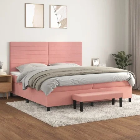 Boxspringbett mit rosa Samtmatratze 200x200 cm von , Betten und Lattenroste - Ref: Foro24-3137928, Preis: 683,19 €, Rabatt: %