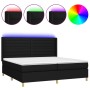 Cama box spring colchón y luces LED tela negro 200x200 cm de , Camas y somieres - Ref: Foro24-3138983, Precio: 679,02 €, Desc...