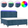 Cama box spring colchón y LED terciopelo azul oscuro 180x200 cm de , Camas y somieres - Ref: Foro24-3139641, Precio: 634,77 €...