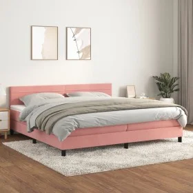 Cama box spring con colchón terciopelo rosa 200x200 cm de , Camas y somieres - Ref: Foro24-3141388, Precio: 518,44 €, Descuen...