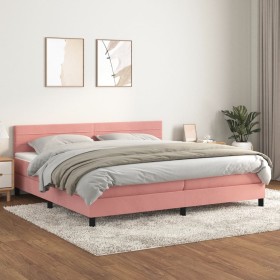 Cama box spring con colchón terciopelo rosa 200x200 cm de , Camas y somieres - Ref: Foro24-3141388, Precio: 540,60 €, Descuen...