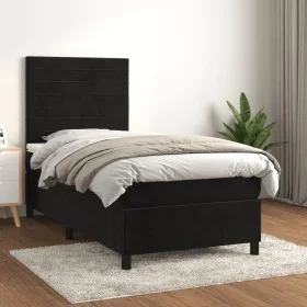 Box spring bed with black velvet mattress 90x200 cm by , Beds and slatted bases - Ref: Foro24-3143063, Price: 303,13 €, Disco...