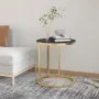Black and gold marble tempered glass side table 45 cm by , Side tables - Ref: Foro24-331663, Price: 60,05 €, Discount: %