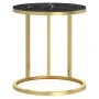 Black and gold marble tempered glass side table 45 cm by , Side tables - Ref: Foro24-331663, Price: 60,05 €, Discount: %