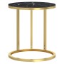 Mesa auxiliar vidrio templado mármol negro y dorado 45 cm de , Mesas auxiliares - Ref: Foro24-331663, Precio: 46,80 €, Descue...
